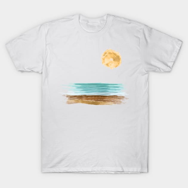 Watercolor beach drawning, nature, ocean, sun T-Shirt by vocej